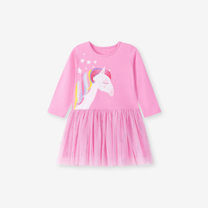 Toddler & Kids Pink Unicorn Tulle Dress – Birthday Party Outfit - Yarafly