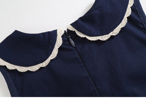 Toddler and Kids Girl British Style Navy Sleeveless Dress
