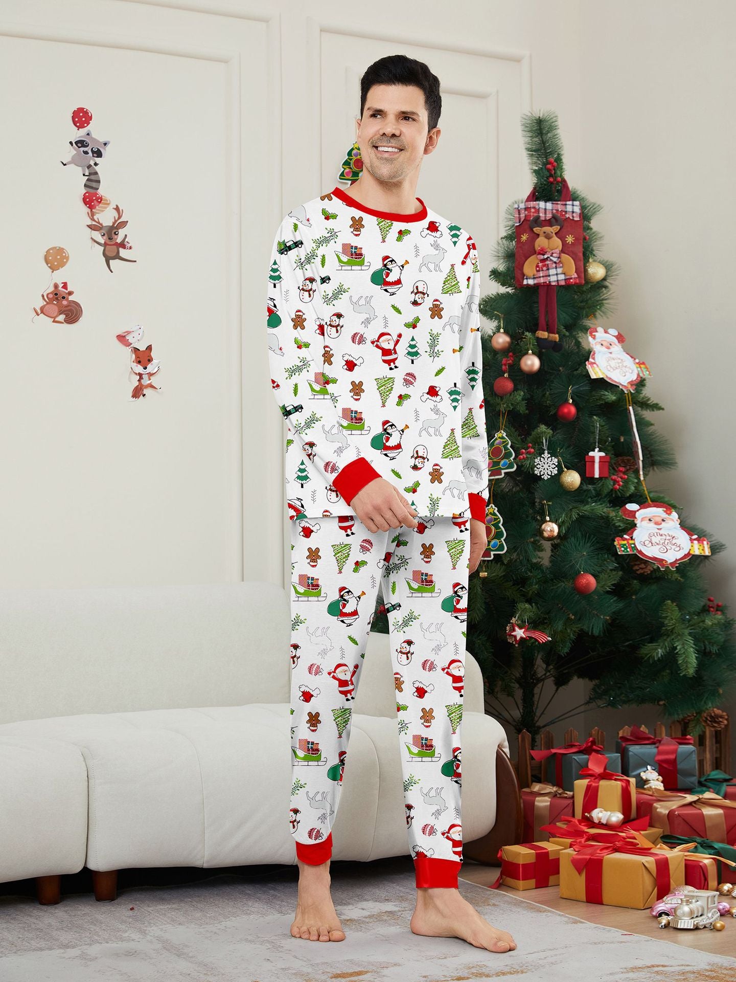 Christmas Fun Matching Family Pajama Set | Santa & Friends Holiday PJs Collection - Yarafly 