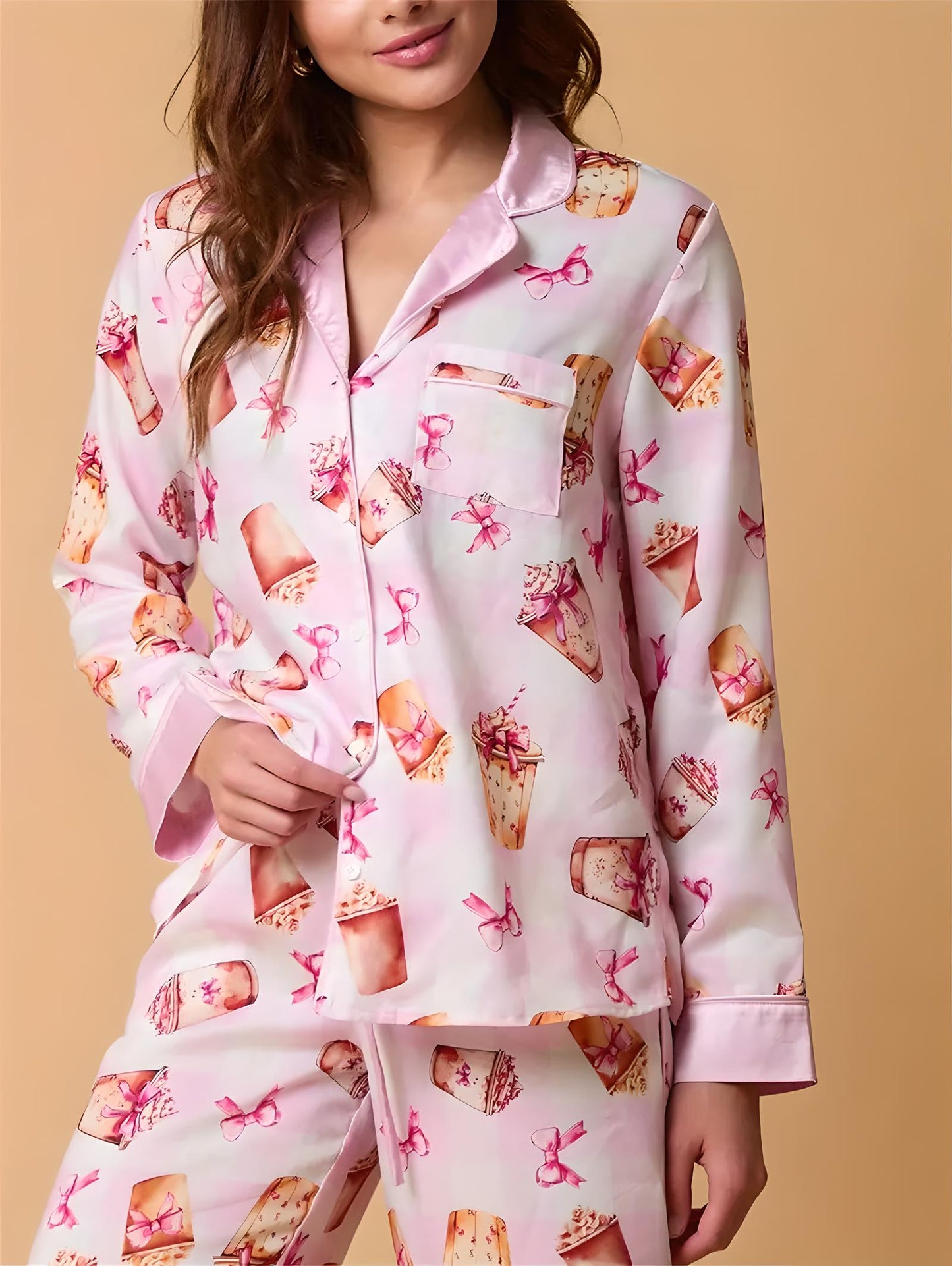 Women's Luxury Holiday Pajama Set | Button-Up PJs | Classic Piping Detail - Yarafly 