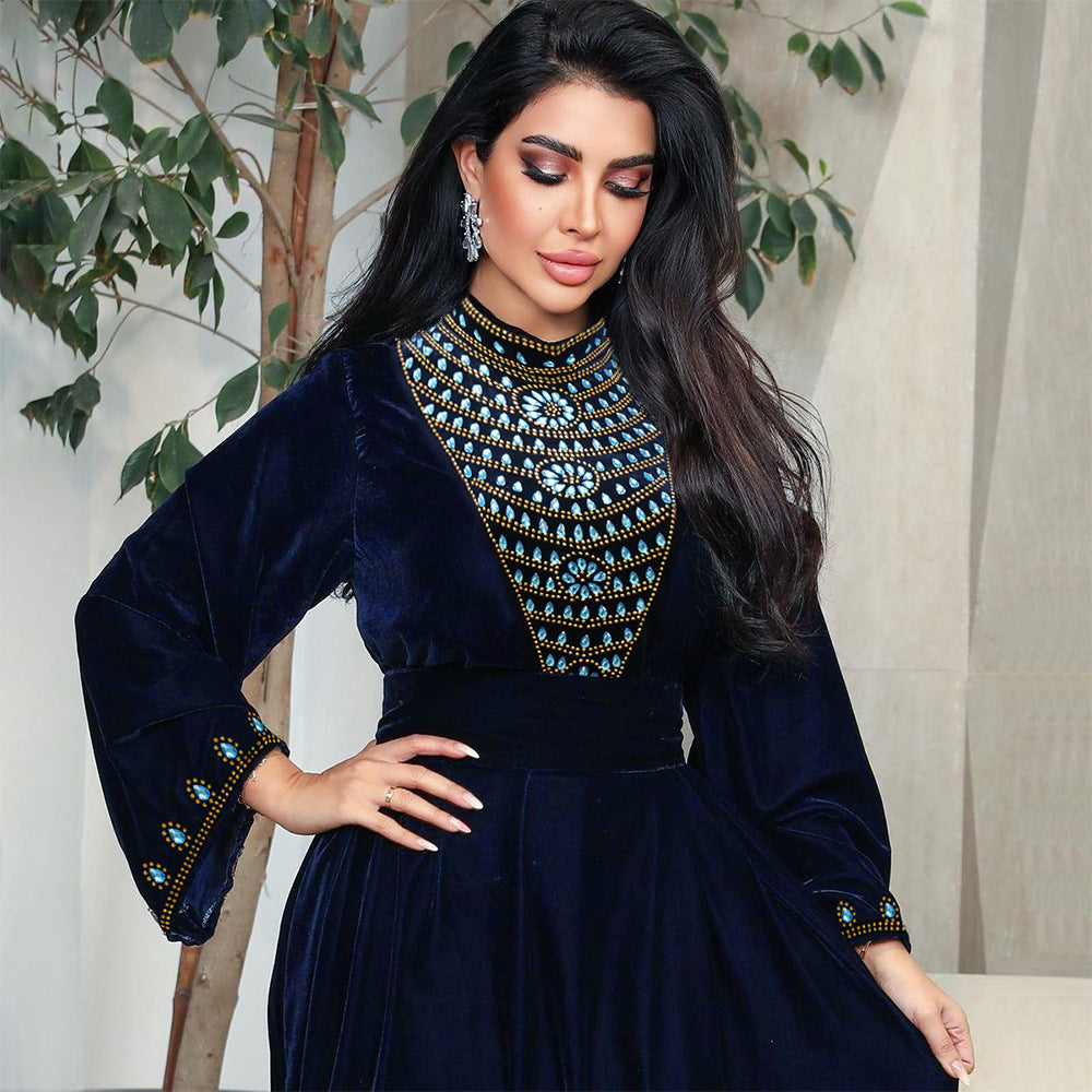 Blue Velvet Jalabiya Dress - Yarafly 