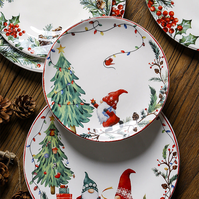 Enchanting Christmas Gnome Dinner Plates Set - Yarafly 