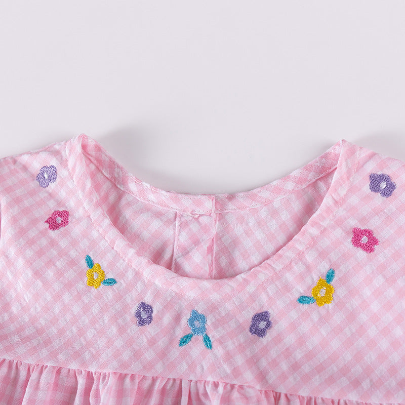 Toddler & Kids Pink Gingham Unicorn Dress – Long Sleeve Outfit - Yarafly