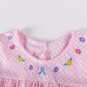 Toddler & Kids Pink Gingham Unicorn Dress – Long Sleeve Outfit - Yarafly