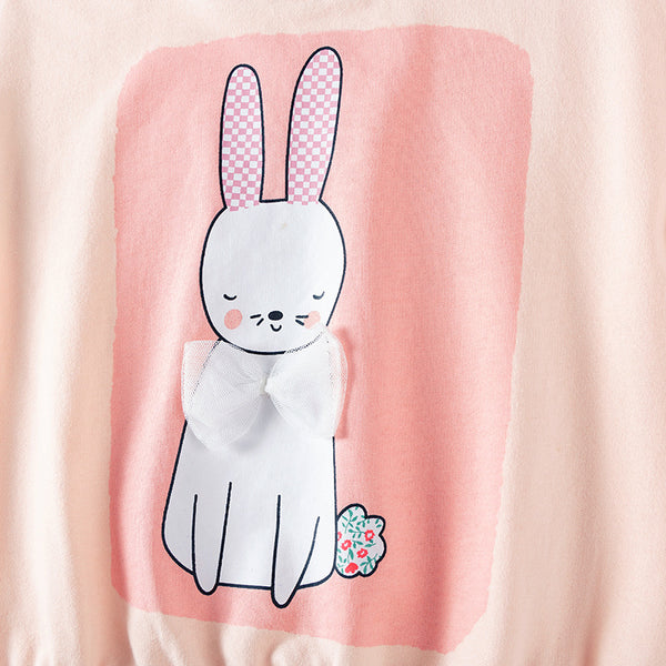 Toddler & Kids Peach Bunny Outfit – Sweatshirt & Leggings Set - Yarafly