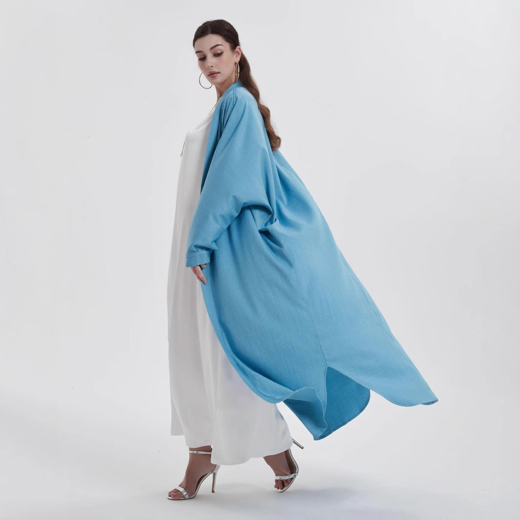 Sky Blue Open Abaya | Modern Minimalist Cardigan | Modest Fashion - Yarafly 