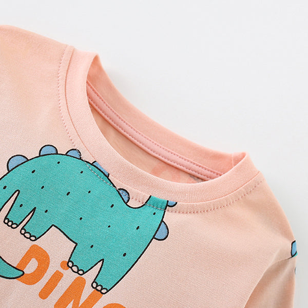 Toddler & Kids Peach Dinosaur Pajama Set - Yarafly