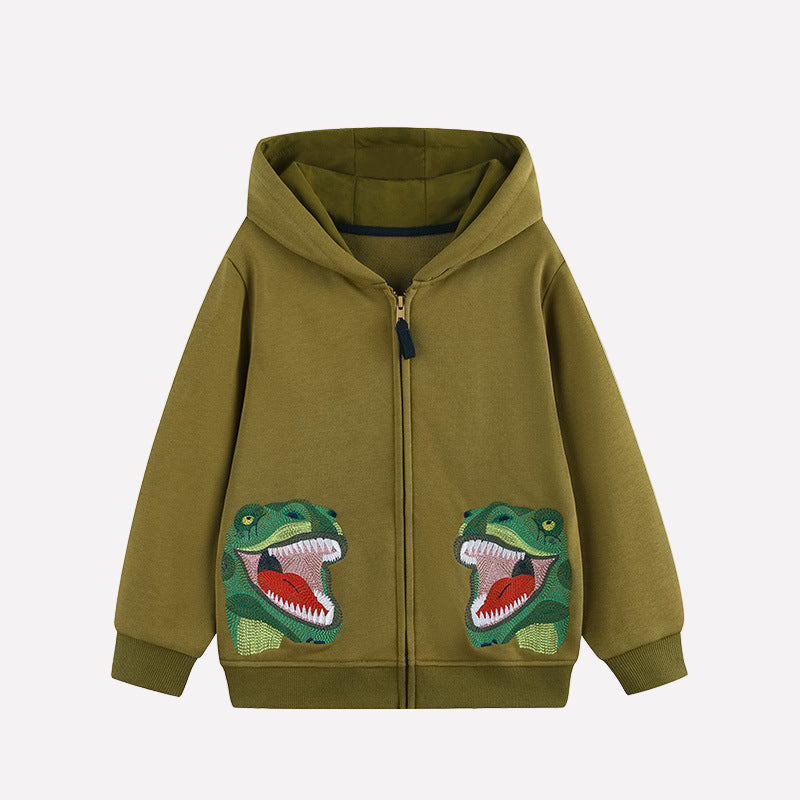 Green Dinosaur Toddler & Kids Hoodie (2T–7T)