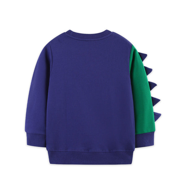 Toddler & Kids Green & Navy Fire-Breathing Dinosaur Sweatshirt (2T–7T)