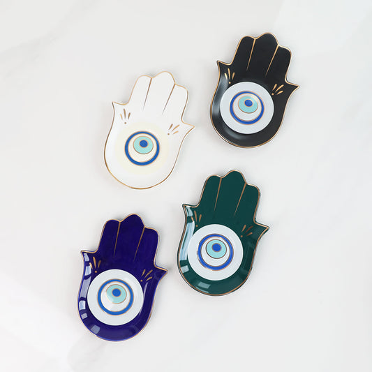 Fatima Hand Evil Eye Ceramic Jewelry Tray - Yarafly 