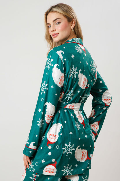 Holiday Print Satin Pajama Sets | Santa & Candy Cane PJs | Christmas Loungewear - Yarafly 