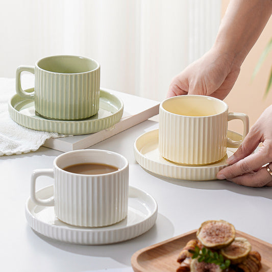 Minimalist European Ceramic Coffee Cup & Saucer Set - Yarafly 