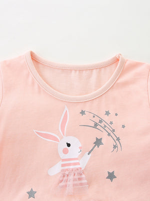 Girls Autumn Little Rabbit Embroidered Long Sleeve Princess Dress - Sizes 2T to 7T