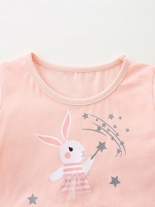 Girls Autumn Little Rabbit Embroidered Long Sleeve Princess Dress - Sizes 2T to 7T