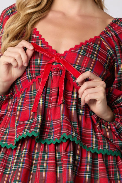 HIGHLAND ROMANCE | Tiered Plaid Mini Dress | Holiday '24 Collection - Yarafly 