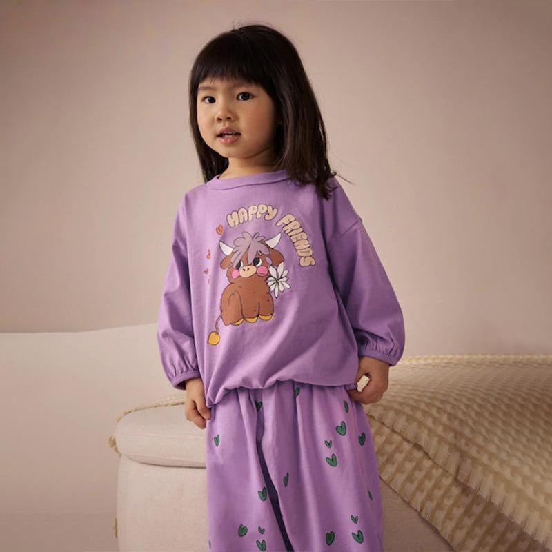 Toddler & Kids Purple "Happy Friends" Pajama Set - Yarafly