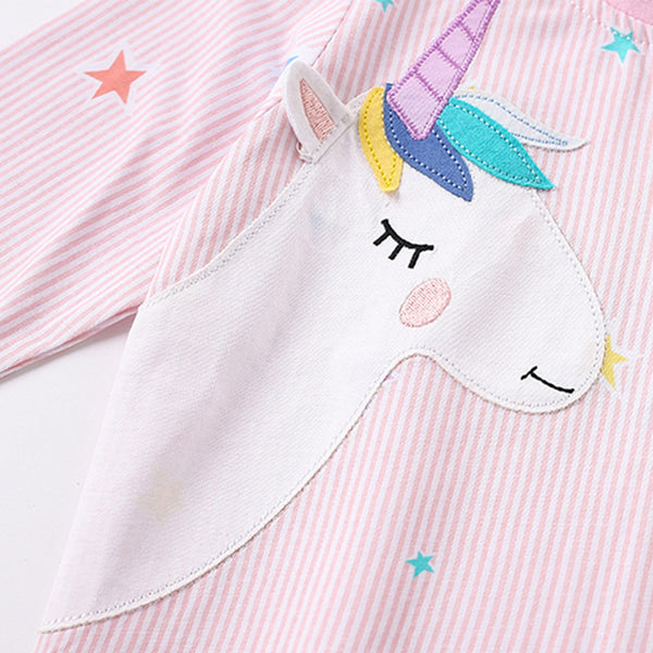 Toddler & Kids Pink Unicorn Pajama Set with Stars - Yarafly