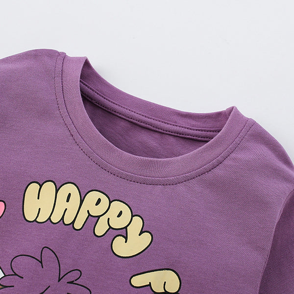 Toddler & Kids Purple "Happy Friends" Pajama Set - Yarafly