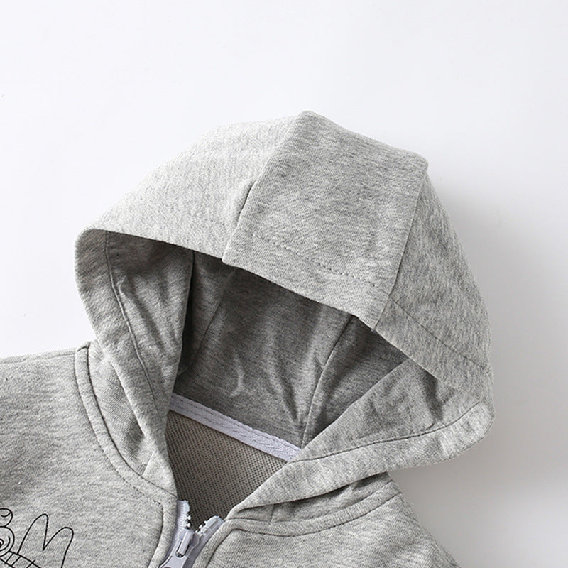 Toddler & Kids Gray Doodle Print Hoodie Jacket (2T–7T)