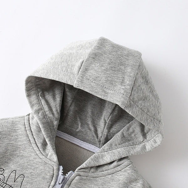 Toddler & Kids Gray Doodle Print Hoodie Jacket (2T–7T)
