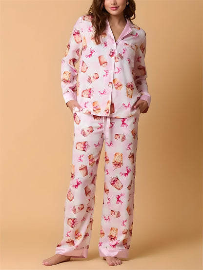 Women's Luxury Holiday Pajama Set | Button-Up PJs | Classic Piping Detail - Yarafly 