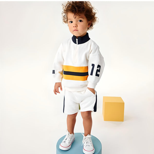 Sporty Stripes Sweatshirt & Shorts Set