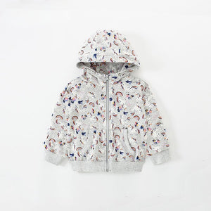 Toddler & Kids Grey Rainbow Print Zip Hoodie Jacket (2T–7T)