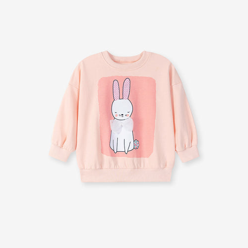 Toddler & Kids Peach Bunny Outfit – Sweatshirt & Leggings Set - Yarafly