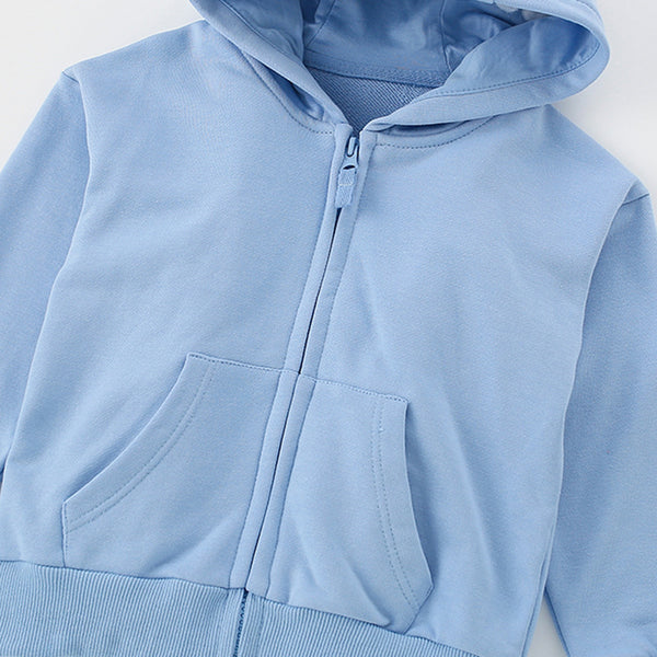 Toddler & Kids Light Blue Zip-Up Hoodie Jacket (2T–8T)