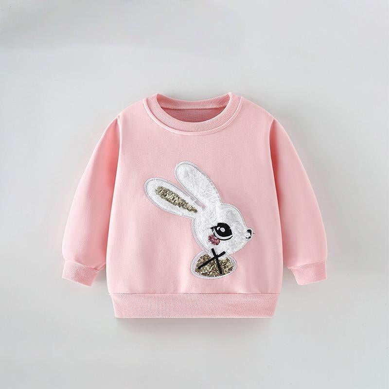 Toddler & Kids Pink Bunny Sweatshirt with Sparkle Detail