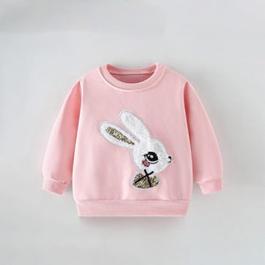 Toddler & Kids Pink Bunny Sweatshirt with Sparkle Detail