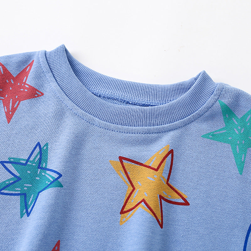 Toddler & Kids Blue Star Print Sweatshirt (2T-7T)