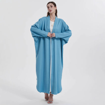 Sky Blue Open Abaya | Modern Minimalist Cardigan | Modest Fashion - Yarafly 