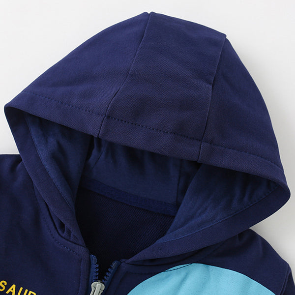 Toddler & Kids Navy Dinosaur Zip-Up Hoodie - Yarafly