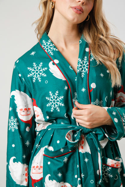 Holiday Print Satin Pajama Sets | Santa & Candy Cane PJs | Christmas Loungewear - Yarafly 