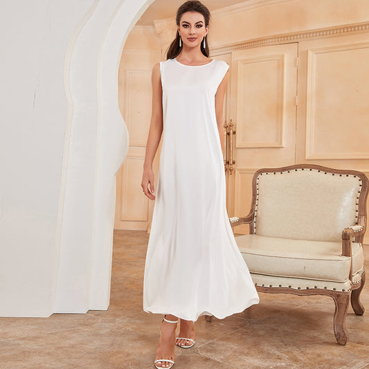 Modern White Sleeveless Maxi Dress | Elegant Column Dress - Yarafly 