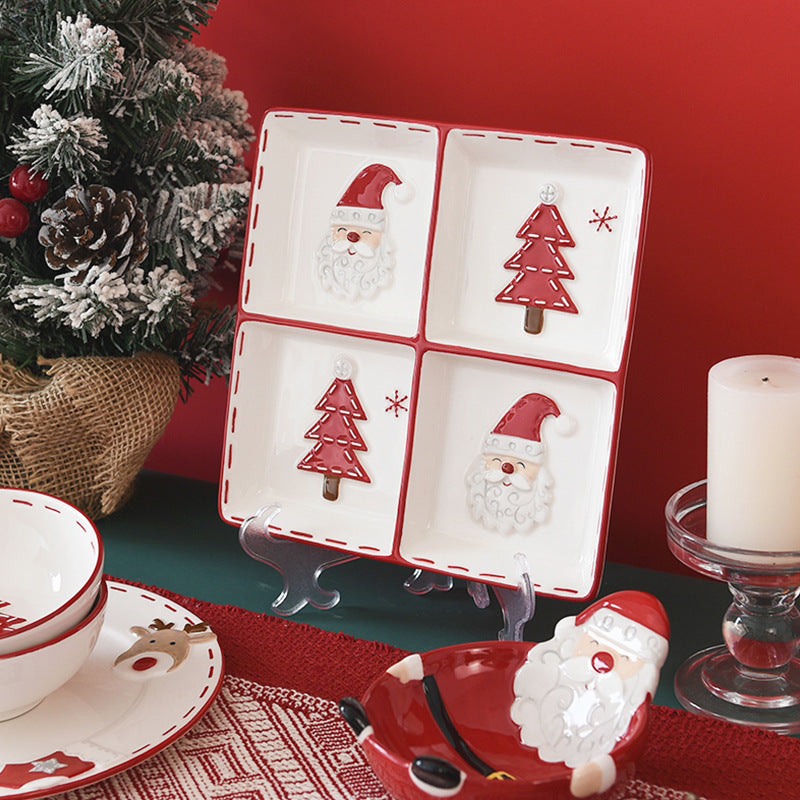 Christmas Ceramic Collection: Santa & Reindeer Holiday Tableware - Yarafly 