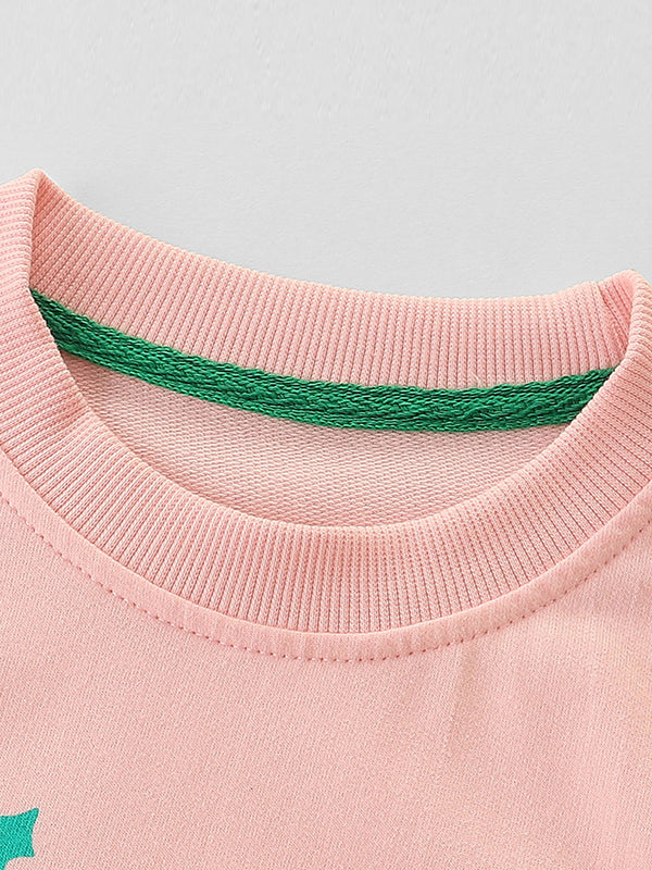 Pink Christmas Sweatshirt for Toddler and Kids Girls - Long Sleeve Crew Neck