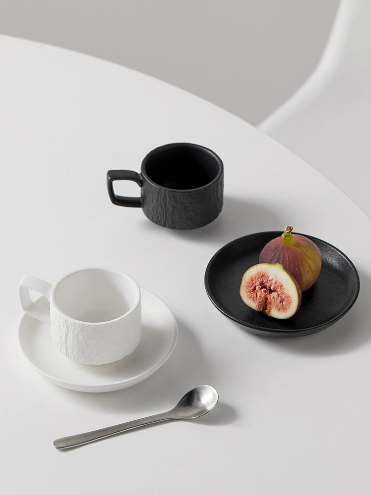 Stone-Textured Modern Espresso Cup Set | Designer Porcelain - Yarafly 