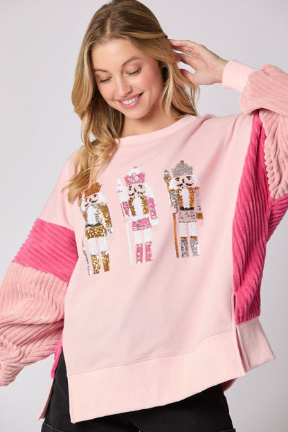 Sequin Nutcracker Sweater | Color Block Holiday Pullover | Christmas Fashion - Yarafly 