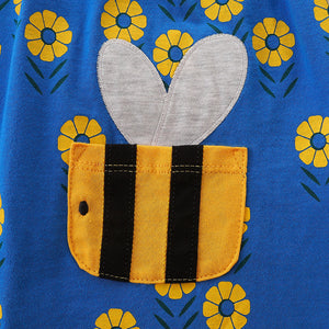 Girls Autumn Knitted Cotton Bee Pocket Flower Print Princess Dress - Sizes 2T to 7T