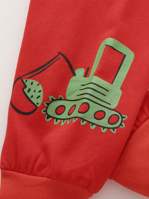 Toddler and Kids Boys Pajama Set - Grey Top Red Bottom Long Sleeve Two Piece