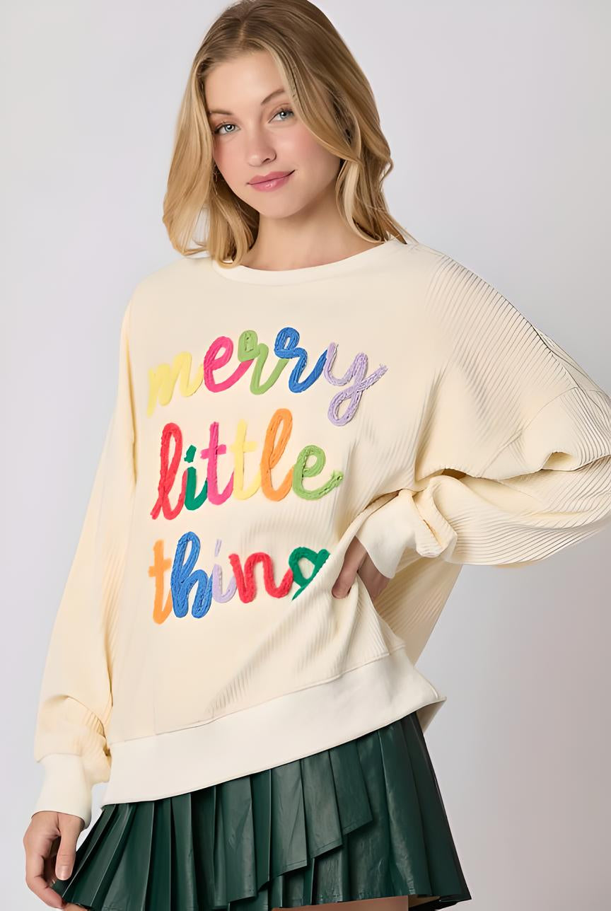 Merry Little Thing Sweater | Rainbow Holiday Pullover | Christmas Fashion - Yarafly 