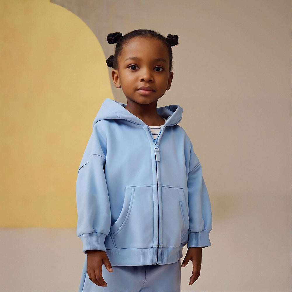 Toddler & Kids Light Blue Zip-Up Hoodie Jacket (2T–8T)