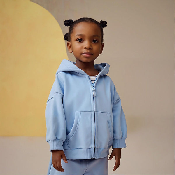 Toddler & Kids Light Blue Zip-Up Hoodie Jacket (2T–8T)