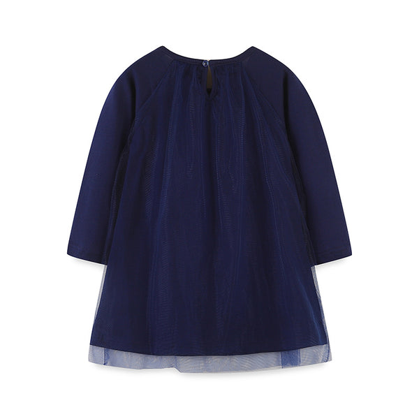 Girls Autumn Long Sleeve Princess Dress with Love Heart Gauze - Sizes 2T to 7T