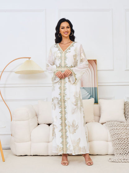 Amirah Embellished Mesh Kaftan - Yarafly 