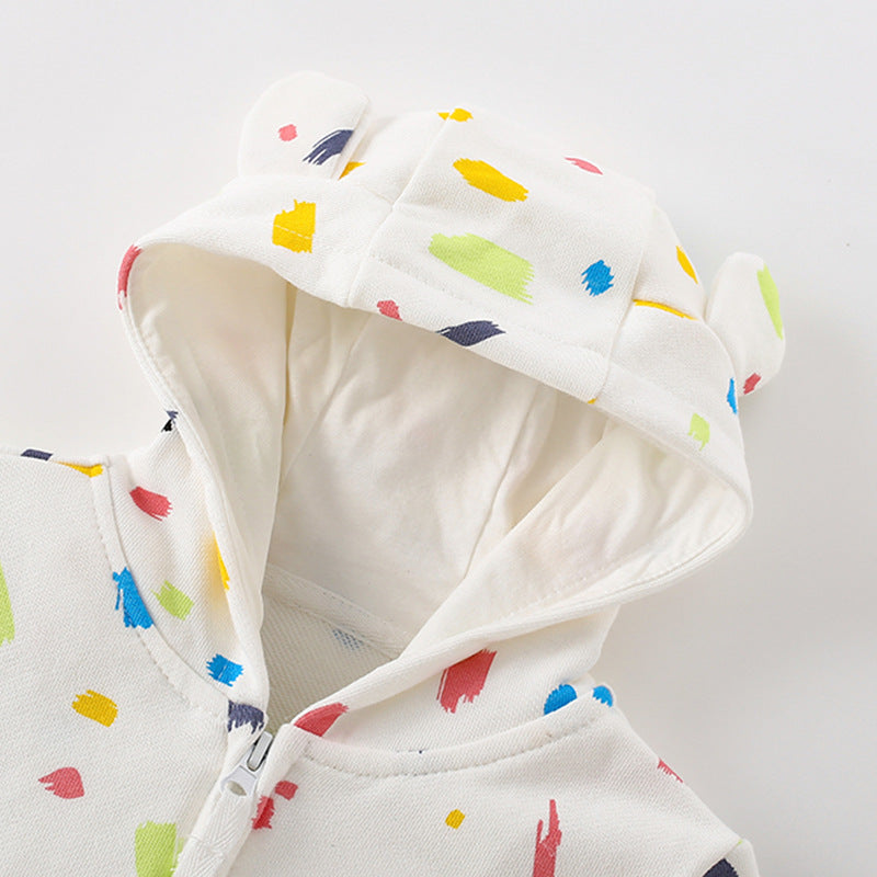 Toddler & Kids White Sprinkle Print Hoodie Jacket & Pants Set (2T–7T)
