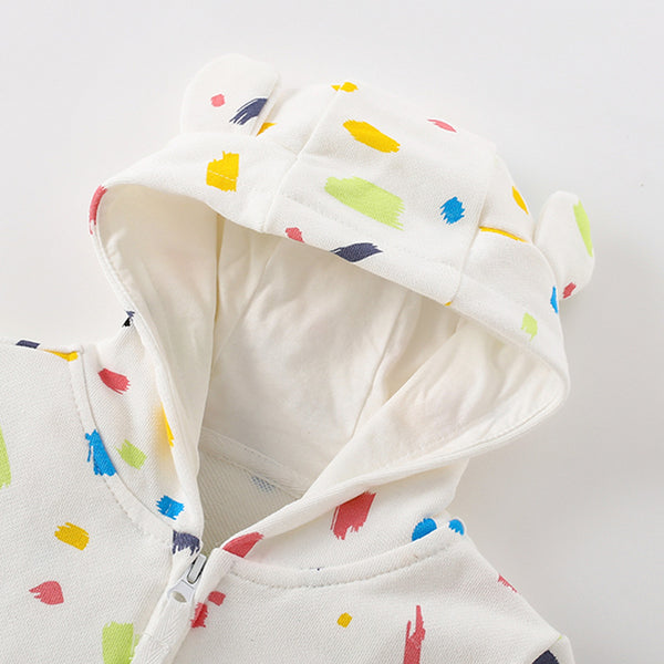 Toddler & Kids White Sprinkle Print Hoodie Jacket & Pants Set (2T–7T)