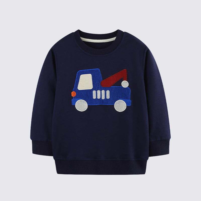 Toddler & Kids Navy Blue Tow Truck Sweatshirt (2T–7T)